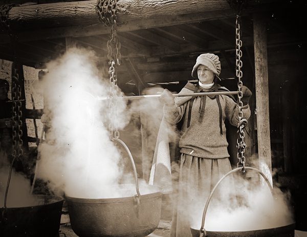 Making maple syrup the old fashioned way